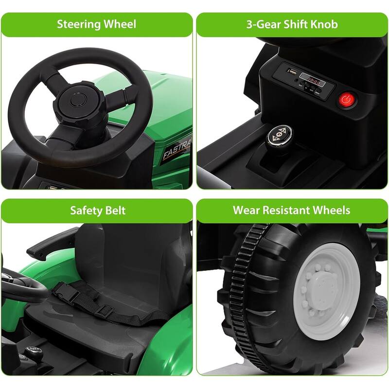 Kids Ride on Tractor with Remote Control, 12V Battery Powered Electric Tractor