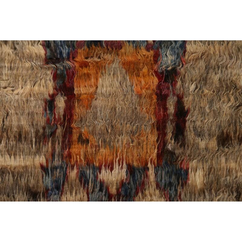 Hand Knotted Oriental 100% Wool Carpet Modern Tribal Brown Moroccan Area Rug - 9' 11'' X 6' 8''