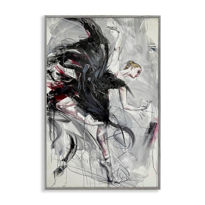 Stupell Modern Elegance Dancer Framed Giclee Art Design By Lucille Lee - 12 x 18 - Grey