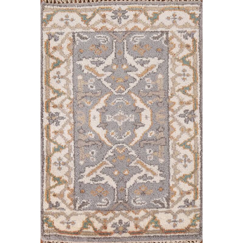 Gray Oushak Oriental Foyer Area Rug Handmade Wool Carpet - 2'0"x 3'0"