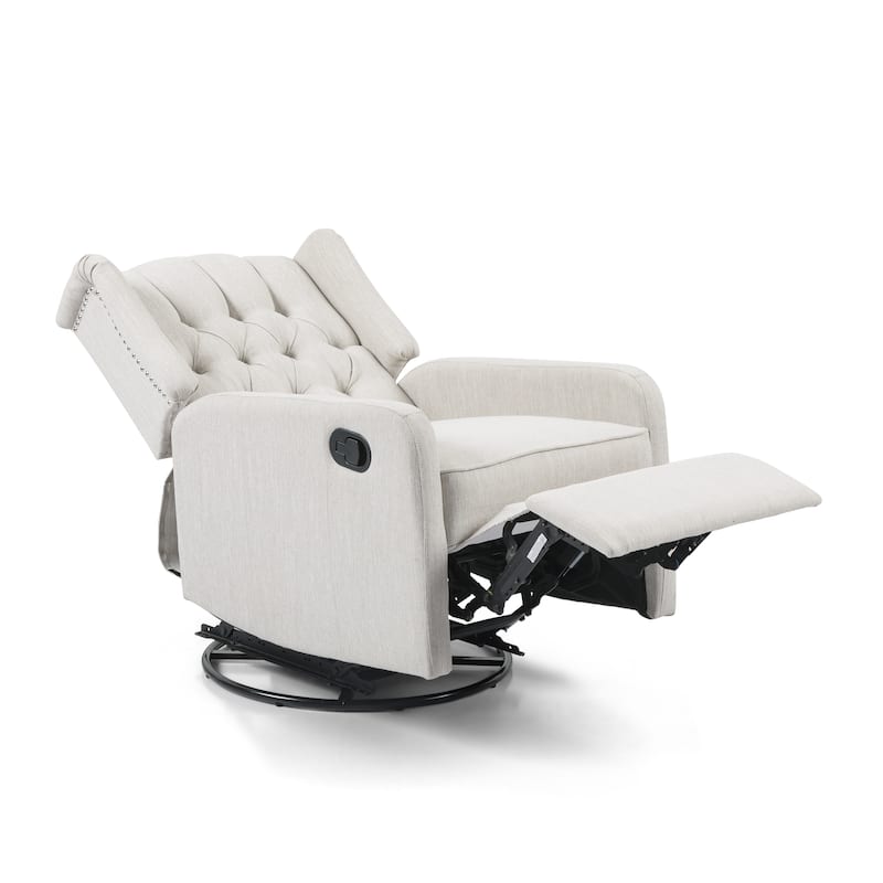 Mohaven Contemporary Tufted Wingback Swivel Recliner by Christopher Knight Home