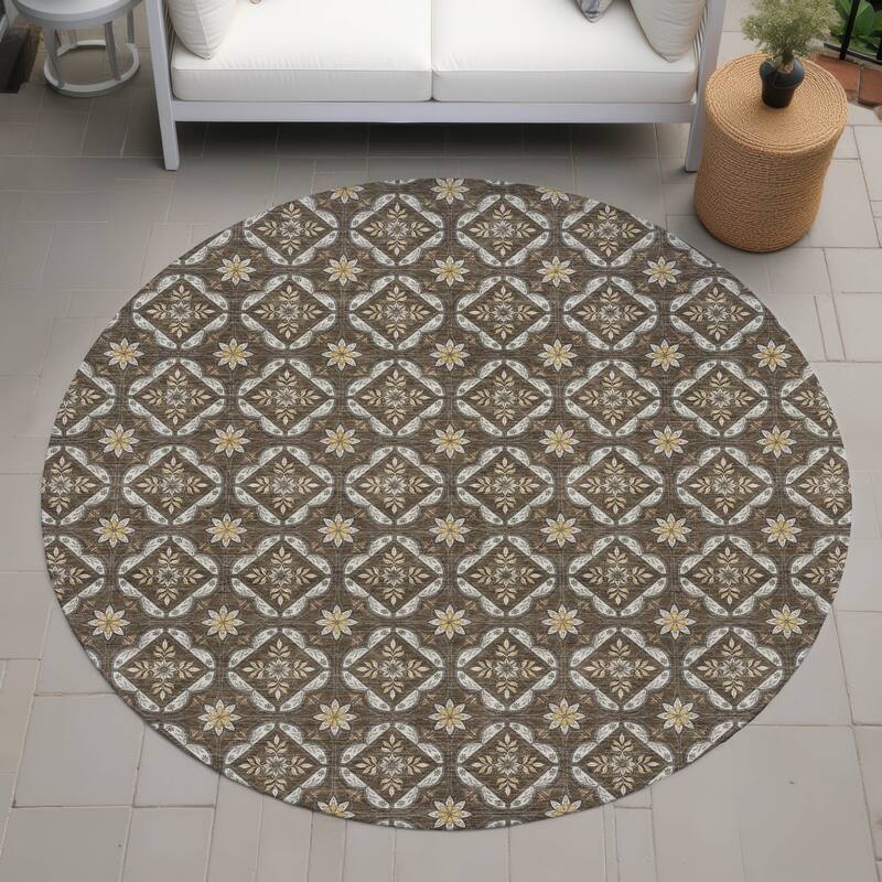 Machine Washable Indoor/ Outdoor Contemporary Granby Chantille Rug - Chocolate - 8' x 8'
