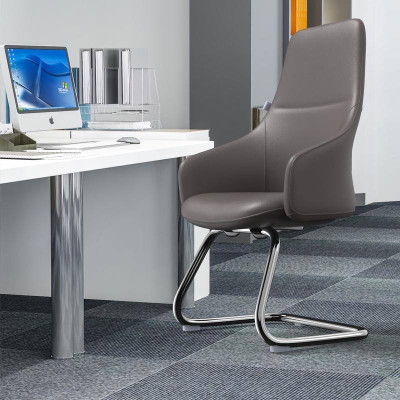 Celeste Modern Leather Office Chair with Iron Frame, Fixed Armrests, Foam Padding, Easy-Clean Upholstery & Quick Assembly