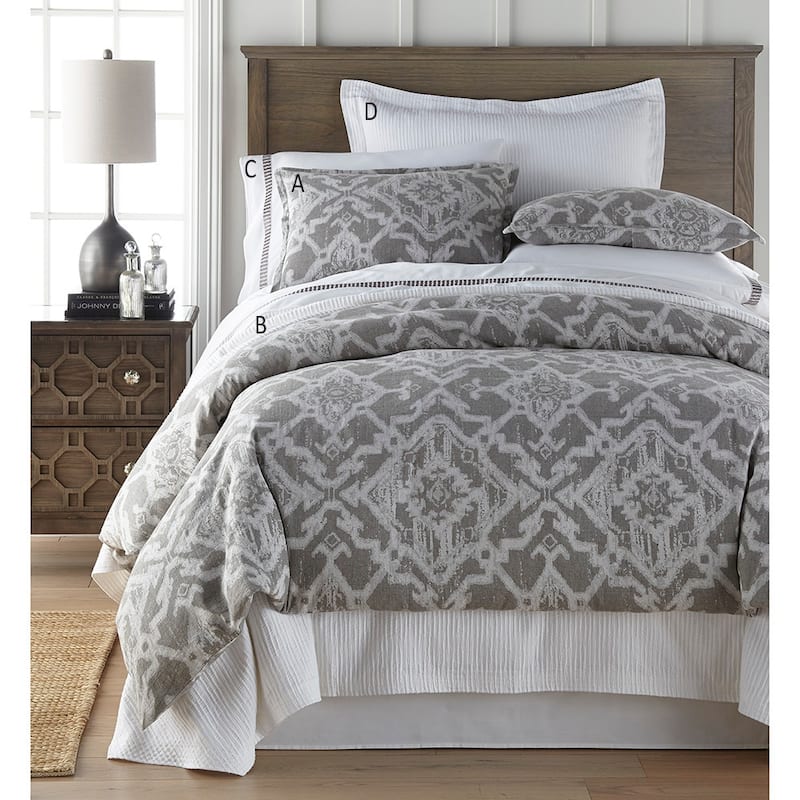 Tedan White Cotton Matelasse Coverlet or Pillow Sham