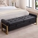 preview thumbnail 8 of 79, 66" Storage Bench King Size End of Bed with Double Lids and Gold Legs Black - Faux Leather