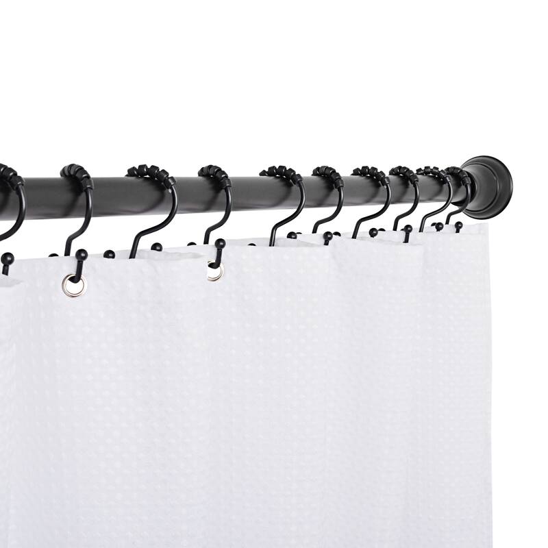Utopia Alley Shower Hooks - Double Shower Curtain Rings for Bathroom - Rust Resistant Shower Curtain Hooks - Set of 12, Black