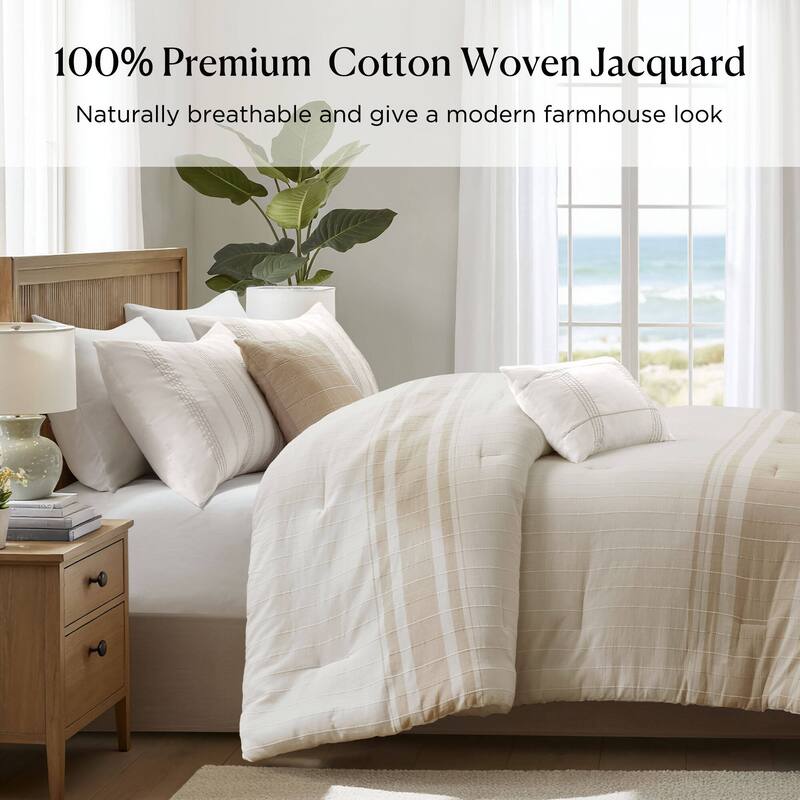 Harbor House Living Morgan 6 Piece Cotton Jacquard Oversized Comforter Set