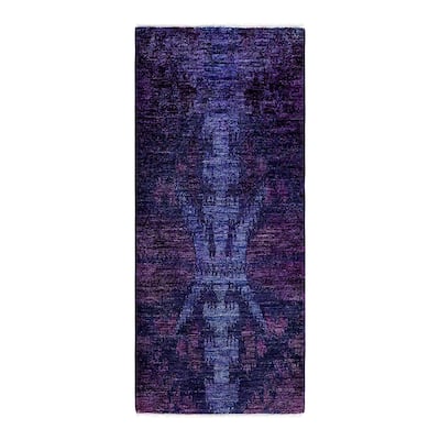 Contemporary Overdyed Wool Hand Knotted Runner - 2' 7" x 6' 0"