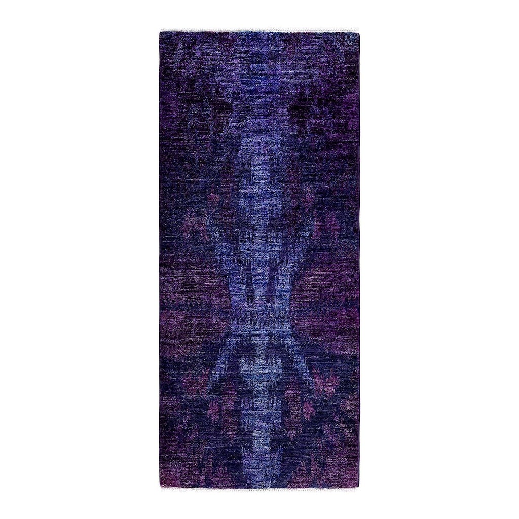 Contemporary Overdyed Wool Hand Knotted Runner - 2' 7" x 6' 0"