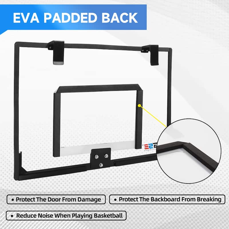 GSE™ 24"x16" Over-The-Door Pro Basketball Hoop with Basketball & Pump, Large Basketball Backboard & Hoop Set