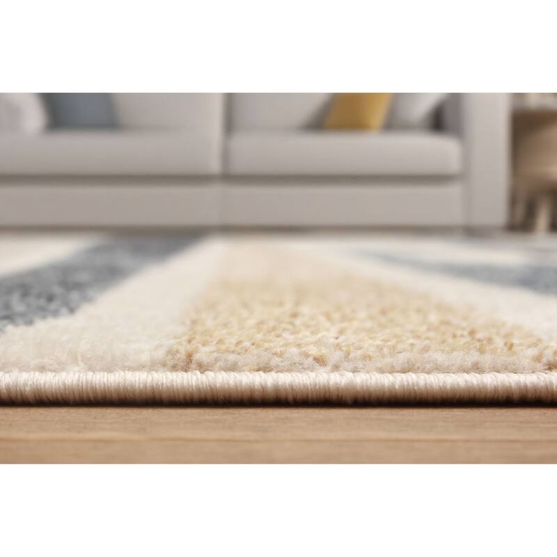 ECARPETGALLERY Machine Woven Axel Ivory Area Rug