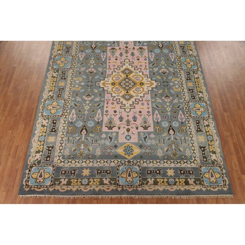Tribal Geometric Heriz Serapi Oriental Area Rug Handmade Wool Carpet - 9'2" x 11'10"