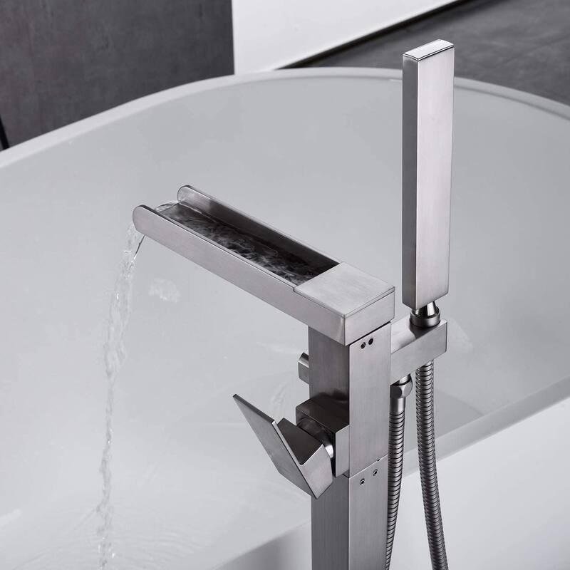 Single Handle Floor Mounted Freestanding Tub Filler with Hand Shower