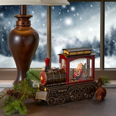 9" Led Santa Train Water Globe