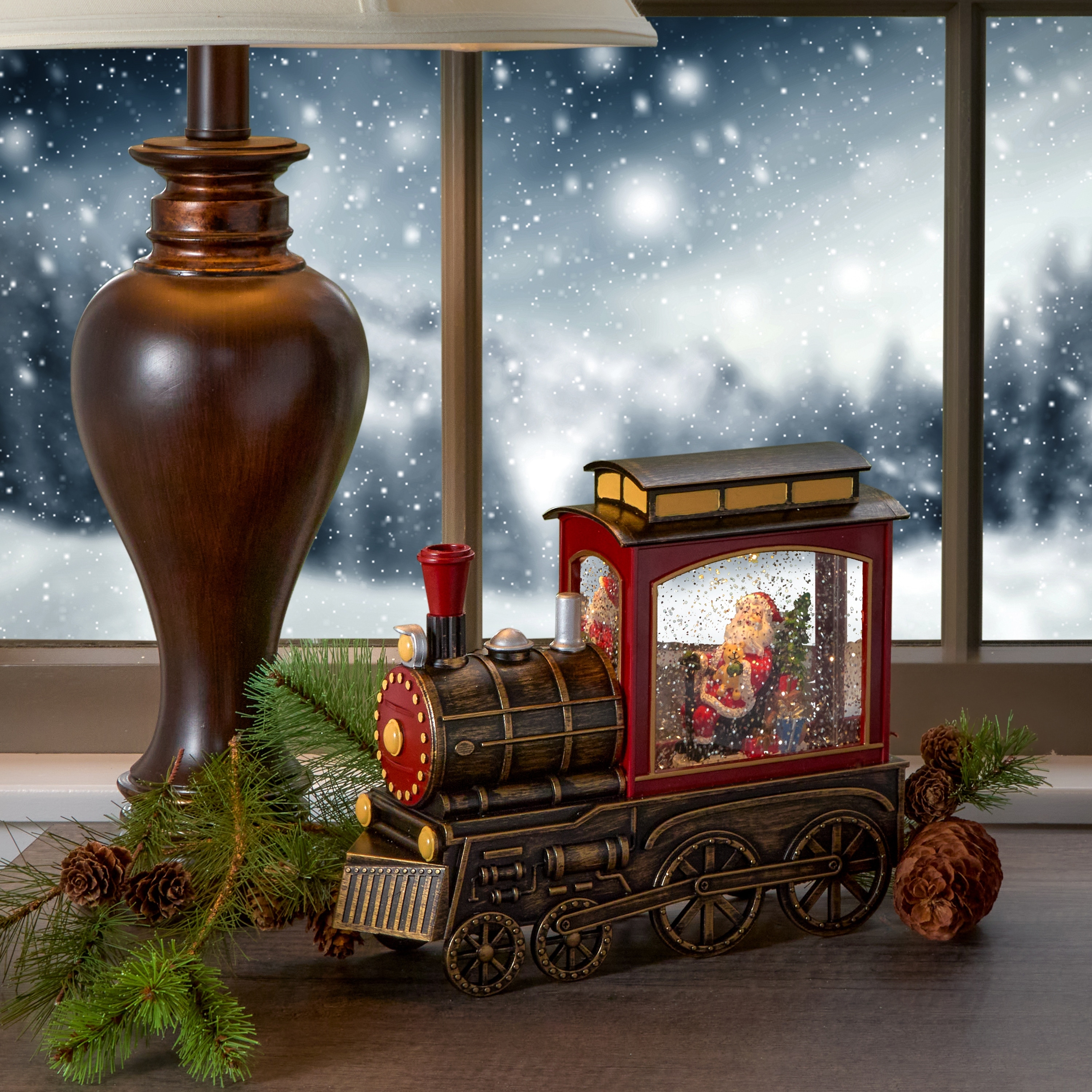 9" Led Santa Train Water Globe