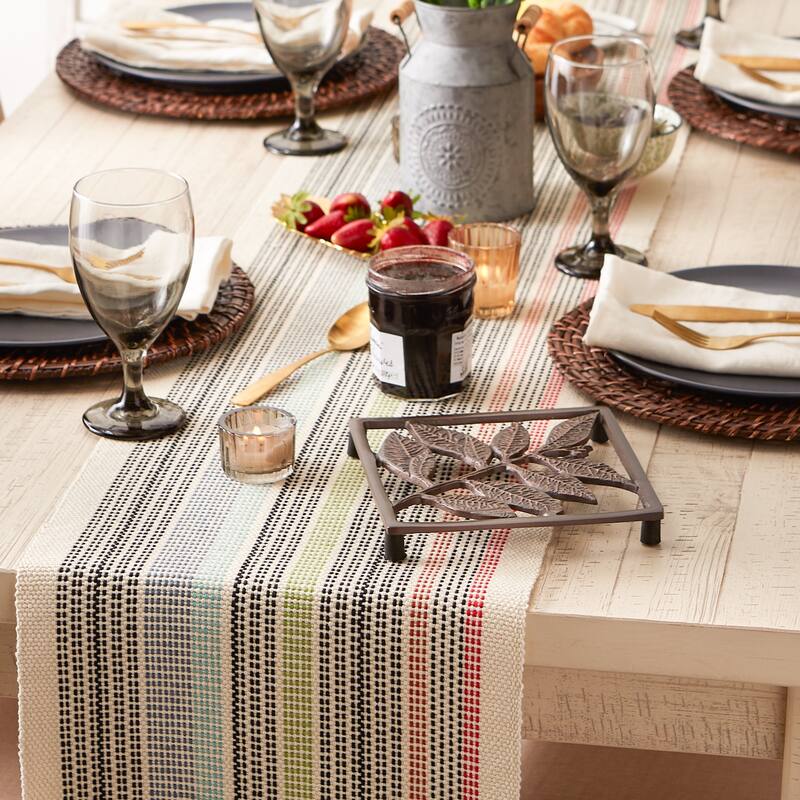 DII Variegated Taupe Fringe Table Runner 13x72
