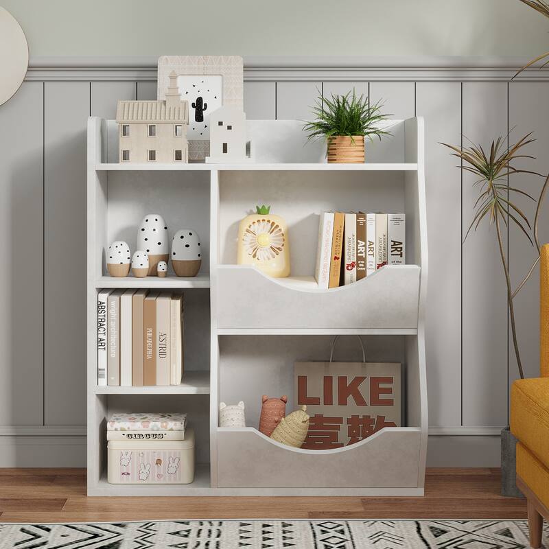 3-Tier Bookshelf Double Side Toy Shelf for Toys and Books