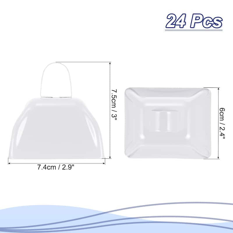 24pcs 3 inch Cow Bells for Football Games Cow Bells for Sporting Events - White