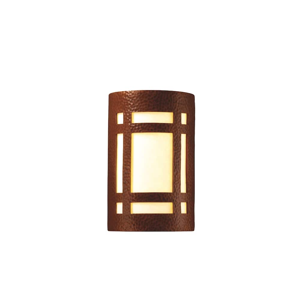 Justice Design Ambiance Hammered Copper Small Craftsman Window Wall Sconce