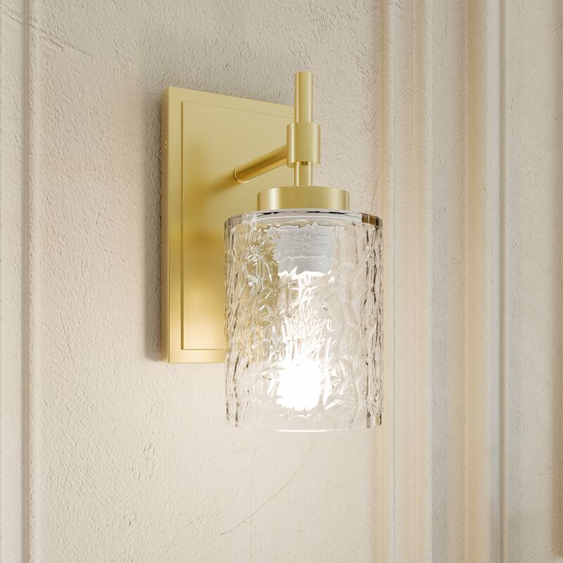 Acroma Single Light Wall Sconce with Water Ripple Glass Shade