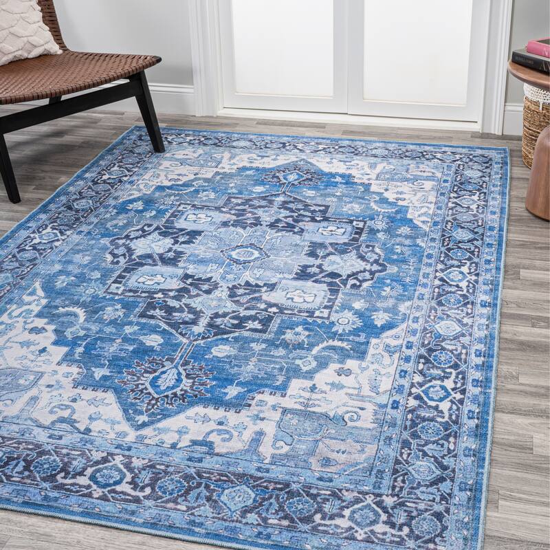 JONATHAN Y Marrakesh Ornate Medallion Machine Washable Area Rug