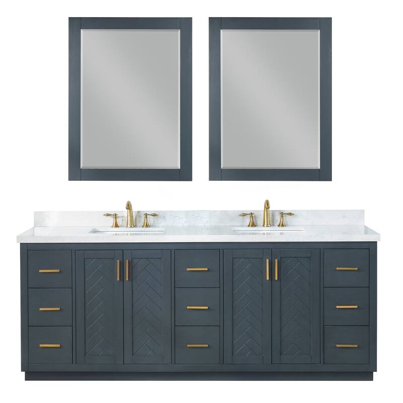 Altair Gazsi Bathroom Vanity with Composite Stone Countertop with Mirror