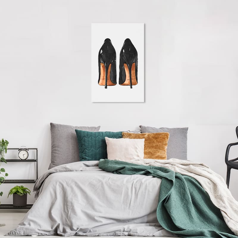 Wynwood Studio Canvas Fashion and Glam Jeweled Night Shoes Black and Glam Wall Art Canvas Print - 36 x 24