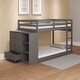 preview thumbnail 5 of 7, Gray Twin over Twin Size Solid Wood Bunk Bed with Ladder, Cabinet and Fence for Kids, Boys and Girls, Bedroom