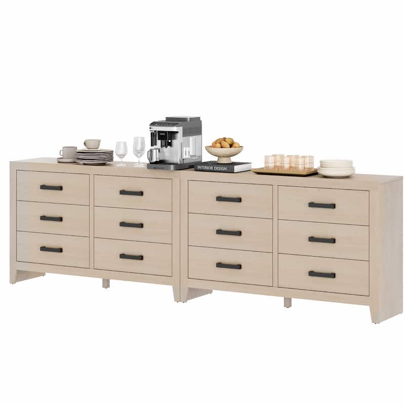 WAMPAT 6-Drawer Farmhouse Dresser - Wood Storage Chest for Bedroom & Hallway