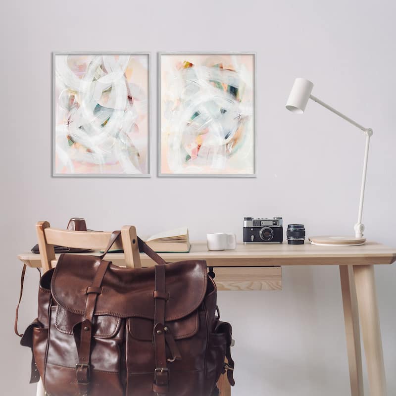 Stupell Subtle & Soft Abstraction Framed Giclee Art Design By Gemma Bardot (Set of 2)