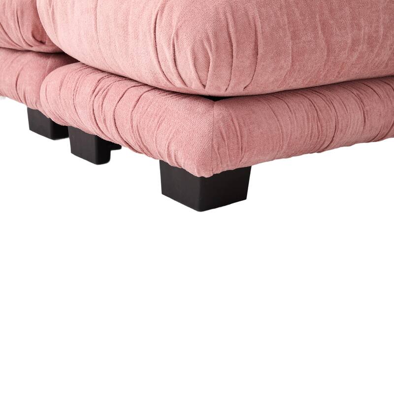 118'' Large U Shape Sofa Velvet Modular Sofa with 2 Ottomans for Living Room