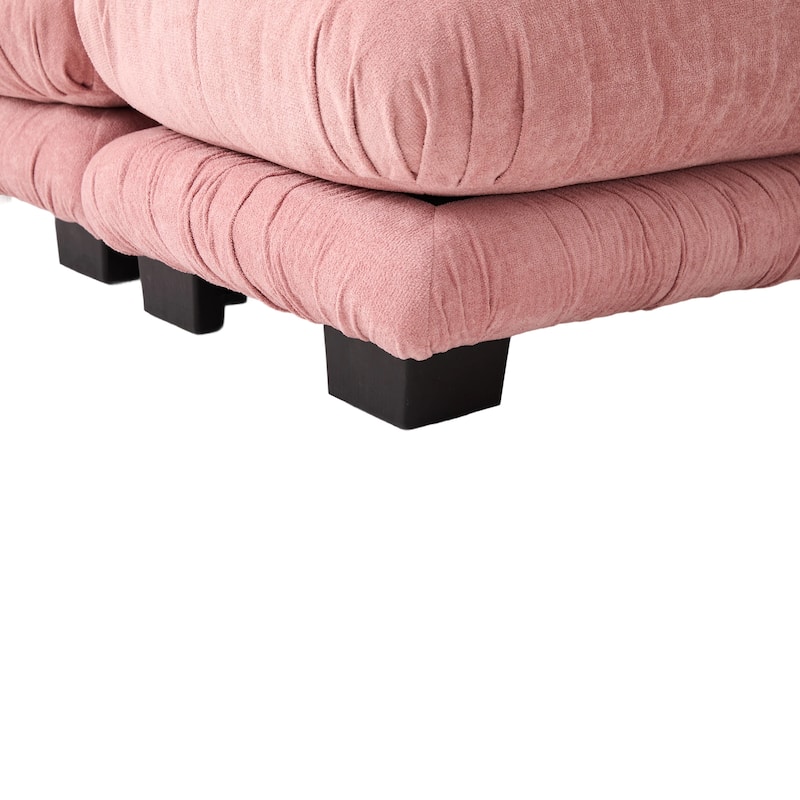 GDFStudio - Pelletized U Shape Cloud Couch with Bolster Armrest Pillows