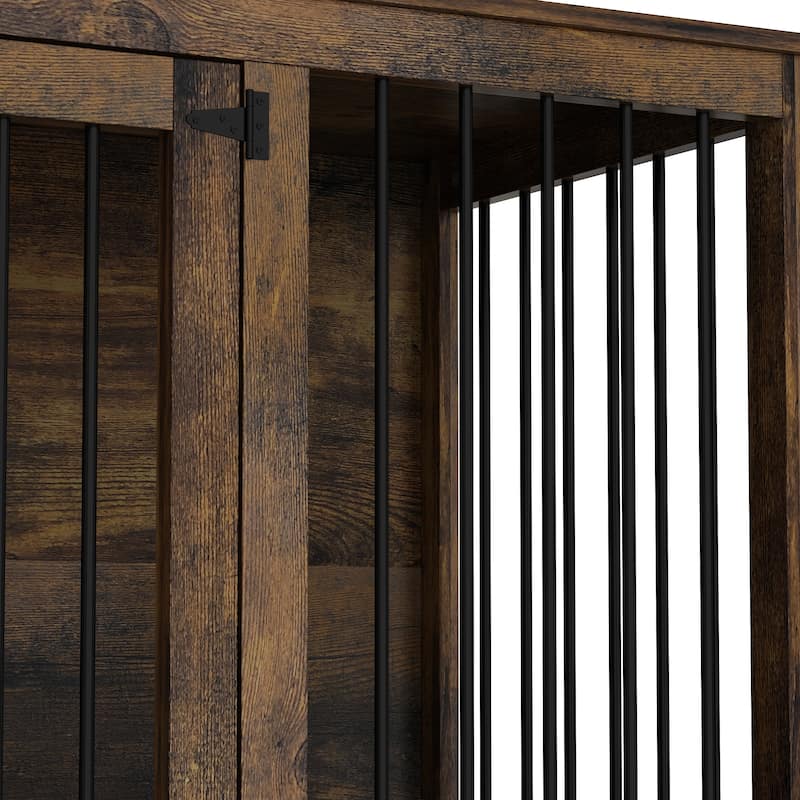 Dog Crate Furniture Indoor - Wooden Dog Kennel with Room Divider,Trays