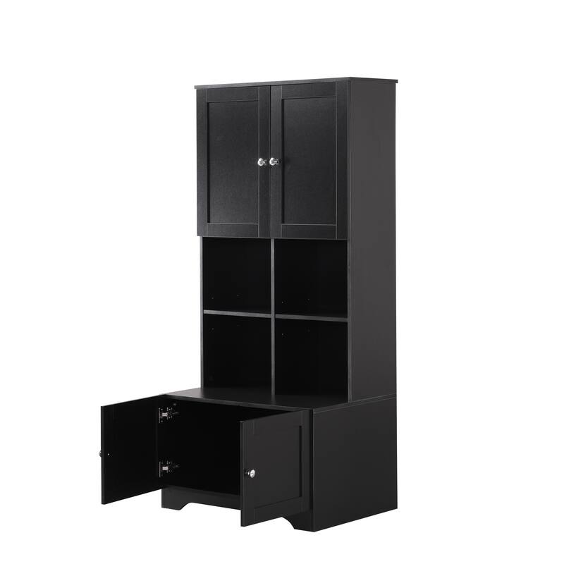 GDFStudio - Carter Tall and Wide Freestanding Storage Cabinet with 4 Doors and Adjustable Shelves, MDF
