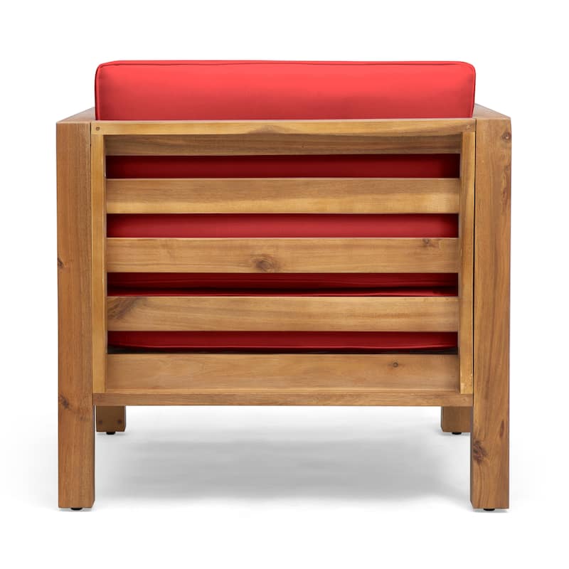 Oana Outdoor Acacia Wood Club Chair with Cushion by Christopher Knight Home