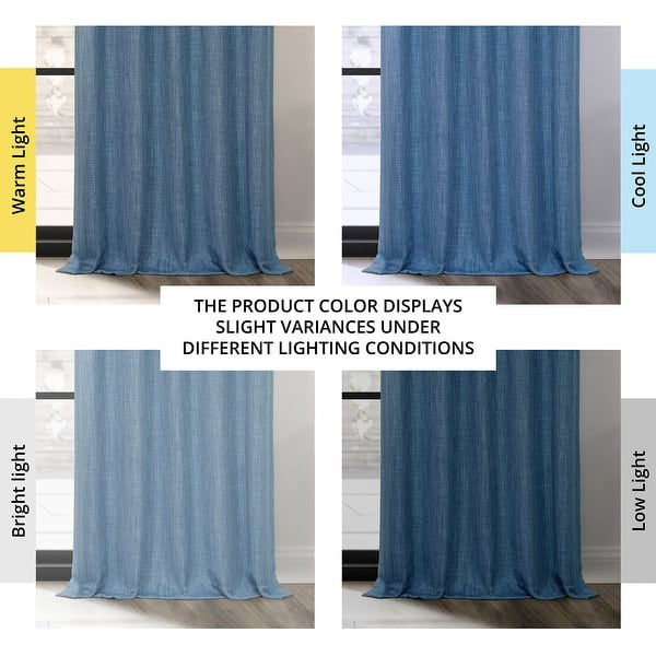 dimension image slide 4 of 18, Exclusive Fabrics Textured Faux Linen Extra Wide Room Darkening Curtains for Bedroom & Living Room Curtains (1 Panel)