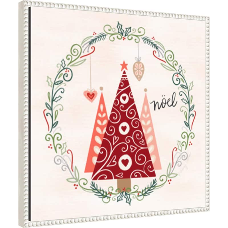 Hygge Christmas III by Noonday Design (22 x 22 in.), Framed Canvas Wall Art Print - Sylvie Beaded White