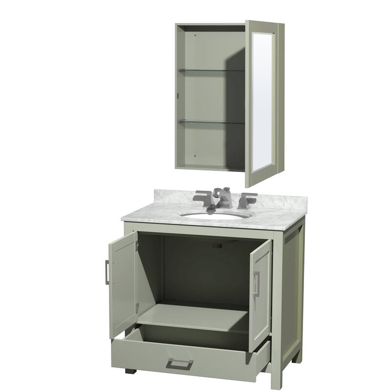 Wyndham Collection Sheffield Single Vanity Set, Medicine Cabinet