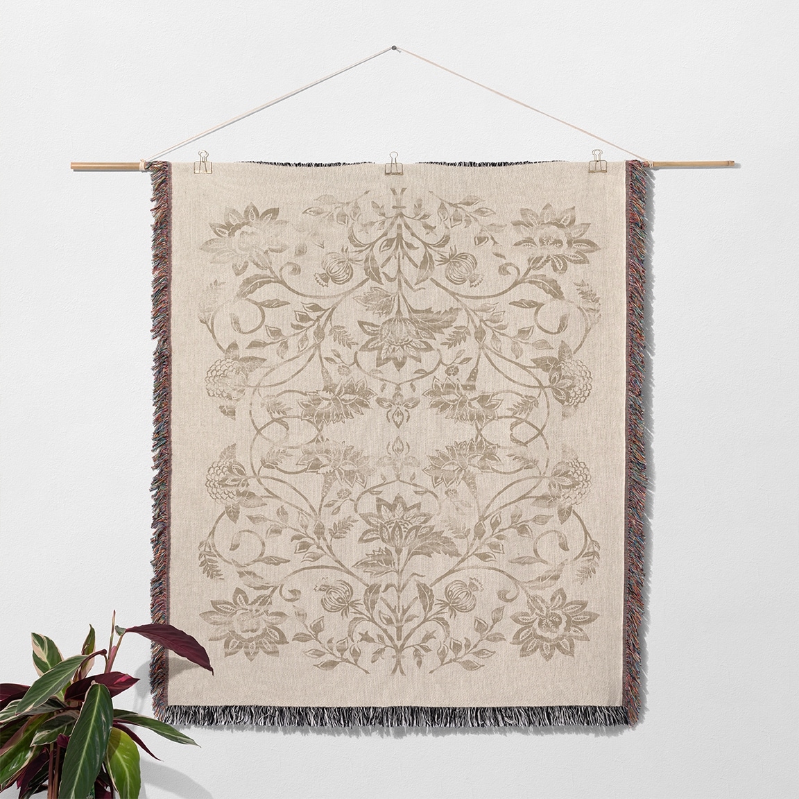 HEIDI NATURAL Woven Fringe Throw Blanket by Kavka – Soft Cozy Boho Decor-image