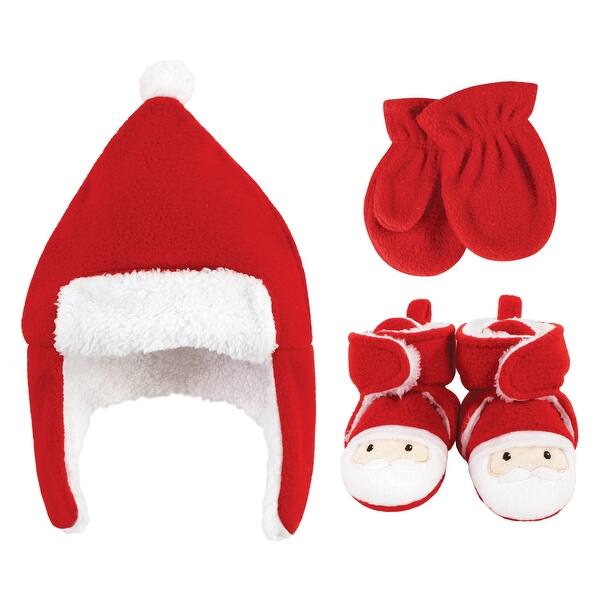 slide 1 of 1, Hudson Baby Unisex Baby Trapper Hat, Mitten and Bootie Set, Santa 12-18 Months - Santa