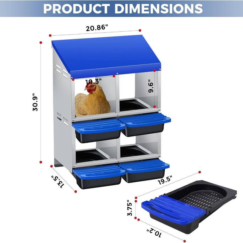 Roll-Away Nesting Boxes for Chickens Coop with Perch
