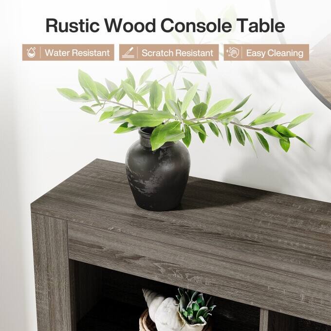 Sofa Console Table Behind Couch, Industrial 6 Storage Cubes