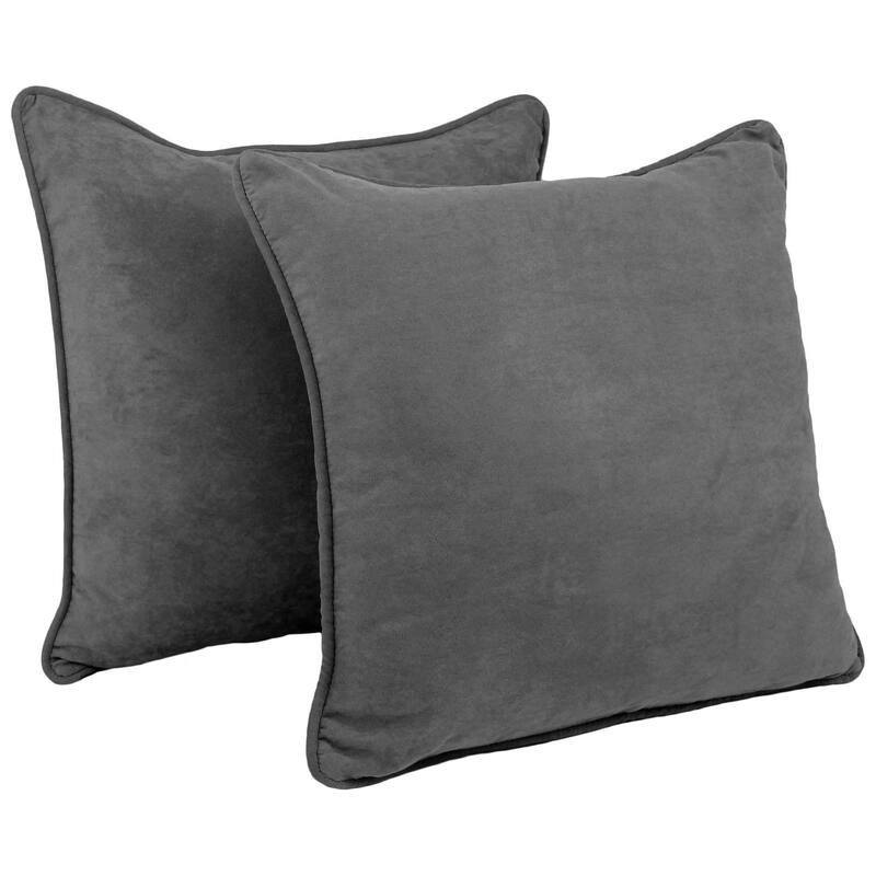 Blazing Needles 25-in. Square Microsuede Throw Pillows (Set of 2) - Steel Grey