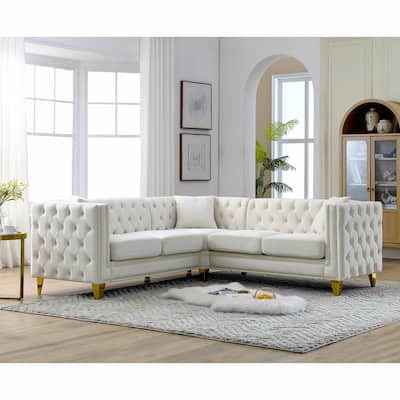 82.2" Velvet Corner Sofa Covers, L-Shaped Sectional Couch, 5-Seater Corner Sofas