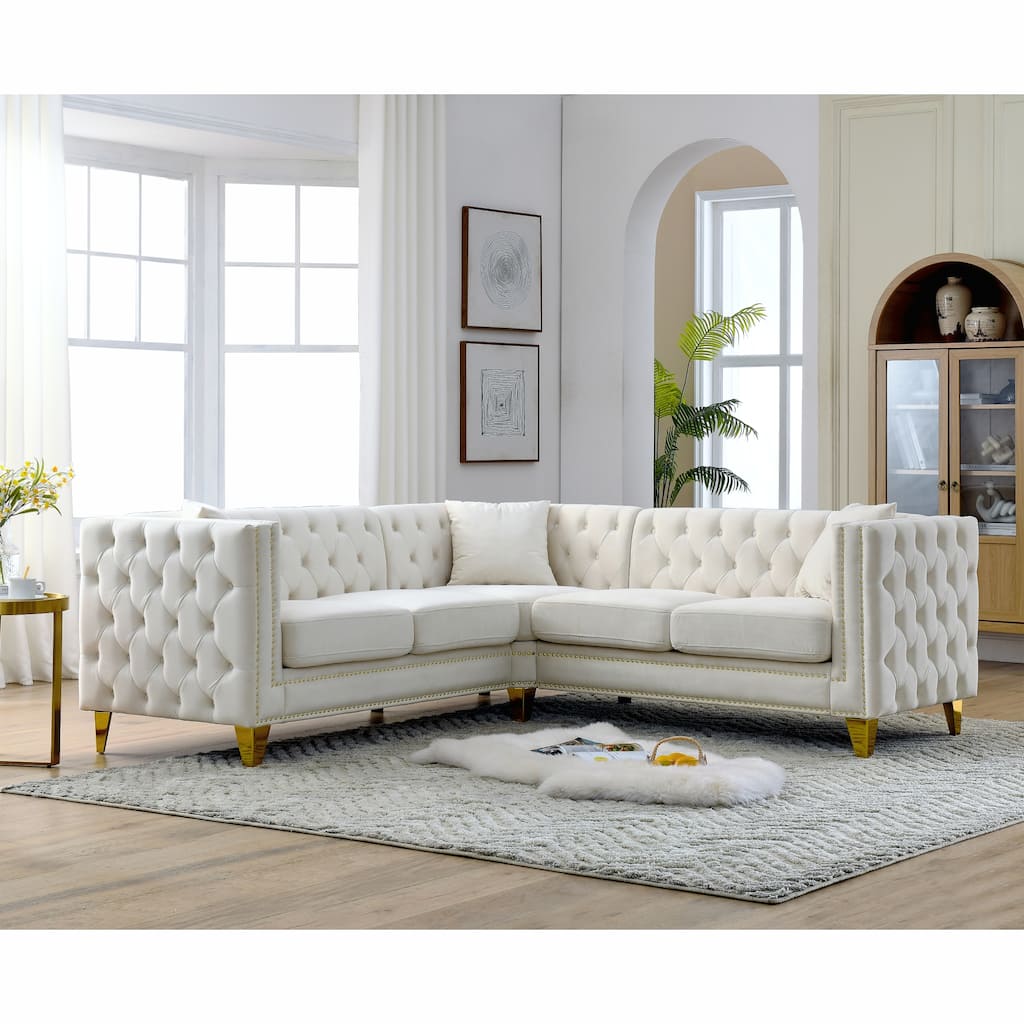 82.2" Velvet Corner Sofa Covers, L-Shaped Sectional Couch, 5-Seater Corner Sofas