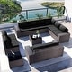 preview thumbnail 3 of 54, Kullavik 12 Pieces Outdoor Patio Furniture Set Sectional Rattan Sofa Set with Tempered Glass Table