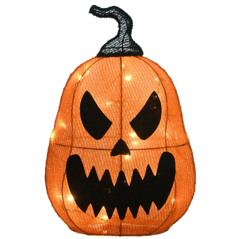 National Tree Company Halloween Pre-Lit Scary Jack-O-Lantern Outdoor Decoration, LED Lights, 16 Inches