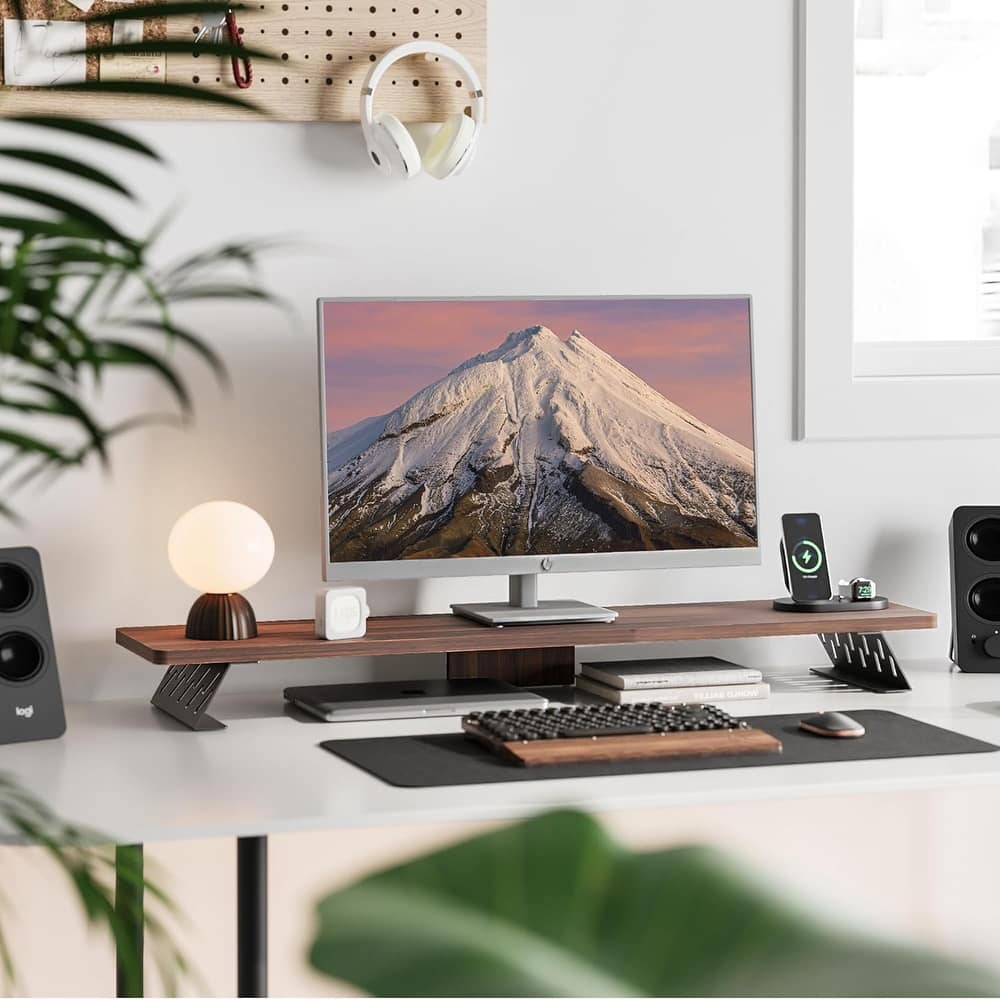 Fenge Dual Monitor Stand Riser, 31.5 inch Long Monitor Stand for Desk - 31.5 x 9.2 x 3.9 inches