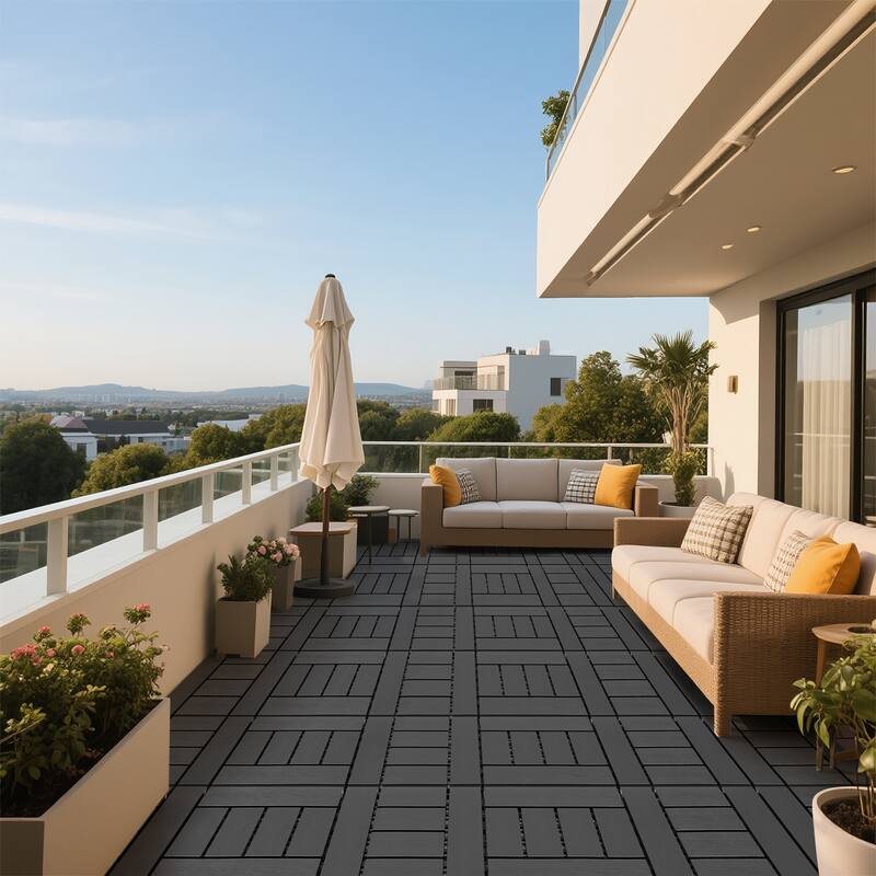 H style 12 inch balcony deck tiles, DIY interlocking deck floor tiles, indoor and outdoor floor tiles, 44pcs