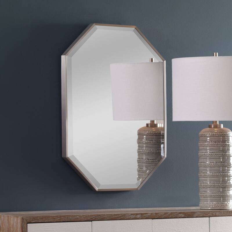 Uttermost Stuartson 30" x 20" Sleek Octagon Vanity Bathroom Wall - Brushed Nickel